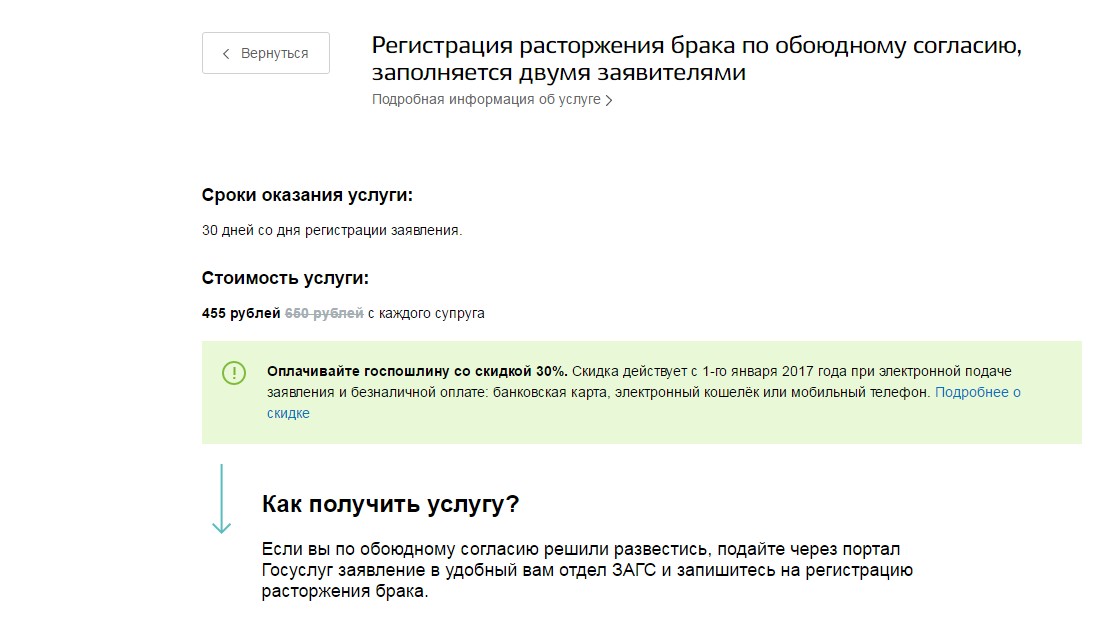 Заявление на развод через госуслуги без детей в одностороннем порядке образец